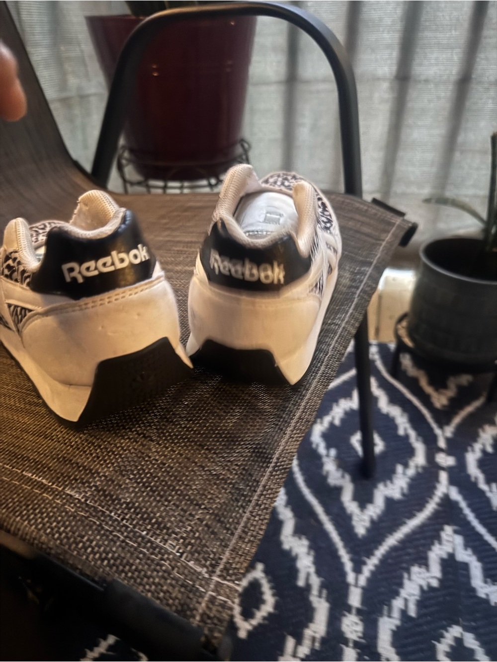 Reebok Women’s Leopard Print White and Black Athletic Sneakers